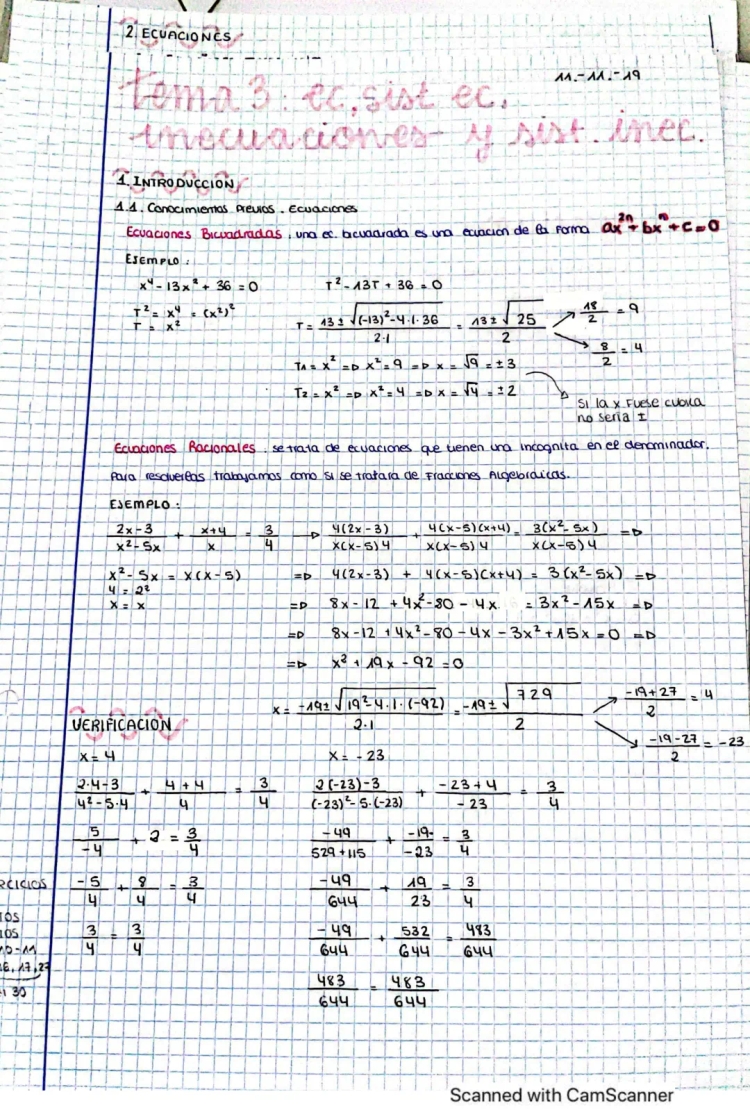 Ecuaciones Bicuadradas: Ejercicios Resueltos en PDF