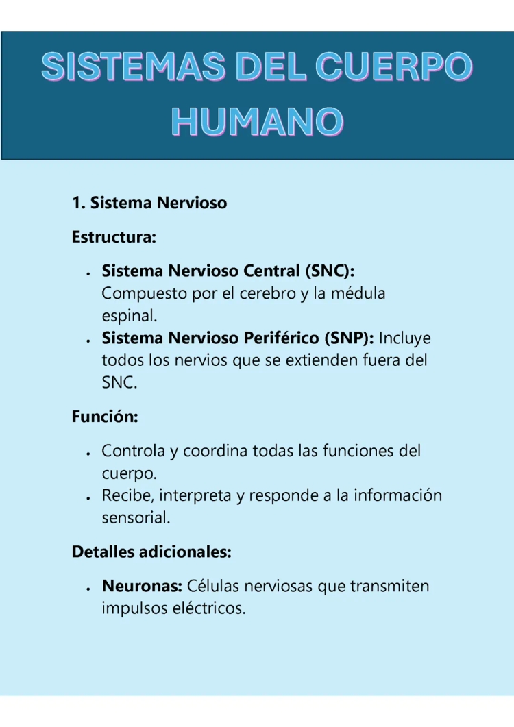 Curiosidades y Funciones de los Sistemas del Cuerpo Humano