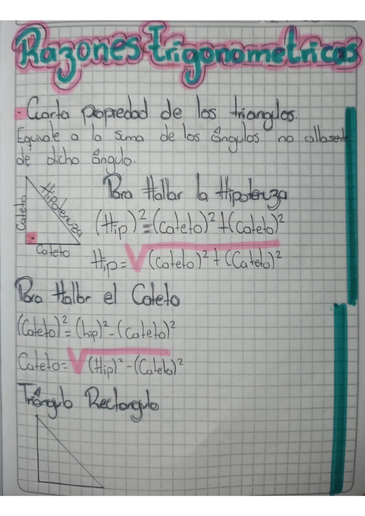 Cómo Hallar la Hipotenusa y las Razones Trigonométricas de un Triángulo Rectángulo