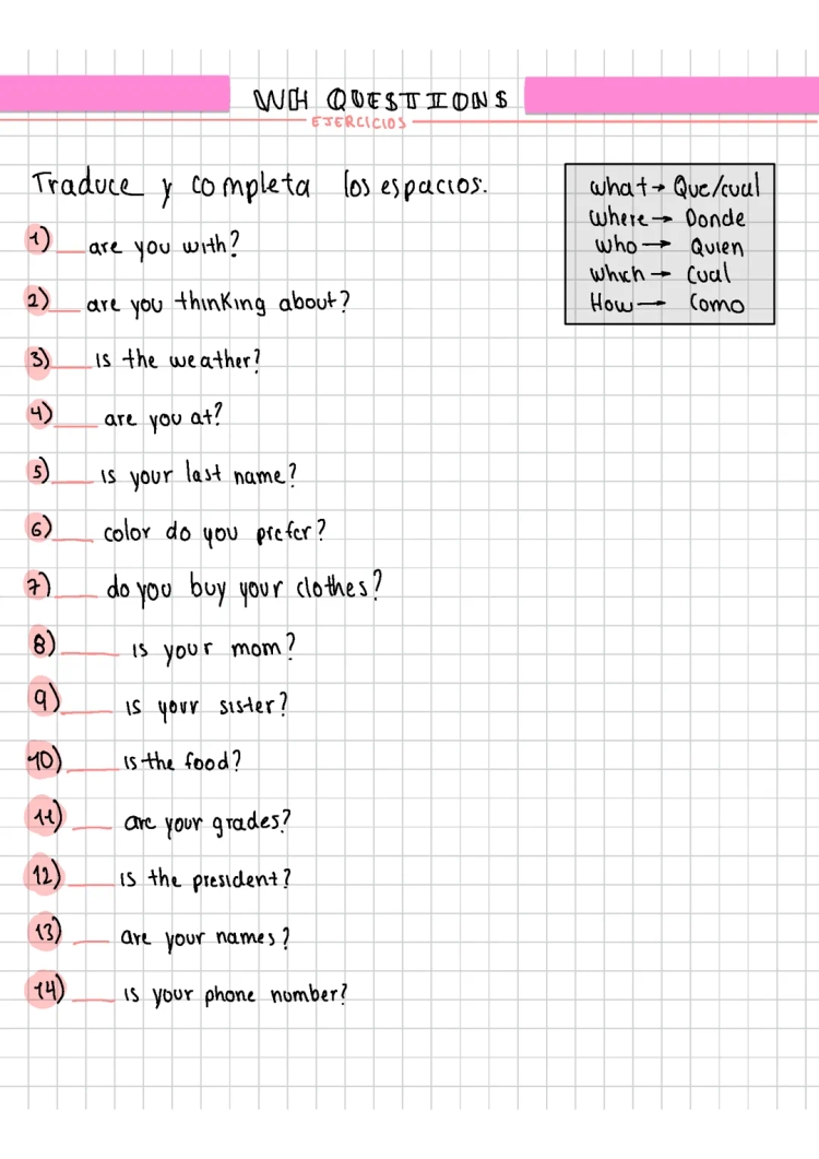 Ejercicios con Wh Questions para Niños: Online, PDF y Resueltos