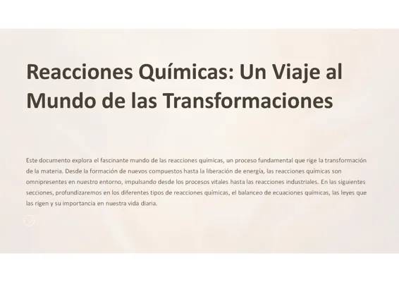 Reacciones Químicas: Un Viaje al Mundo de las Transformaciones