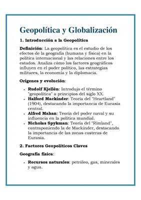 GEOPOLÍTICA Y GLOBALIZACIÓN