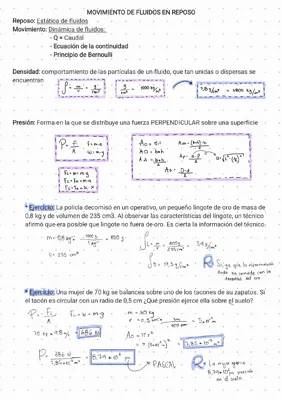 Mecánica de fluidos, conceptos básicos y ejercicios 