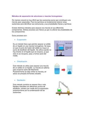 Química grado 11 - Métodos de separación de soluciones y mezclas homogéneas