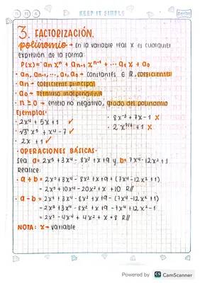 Matemáticas grado 10 y 11 - Casos de Factorización