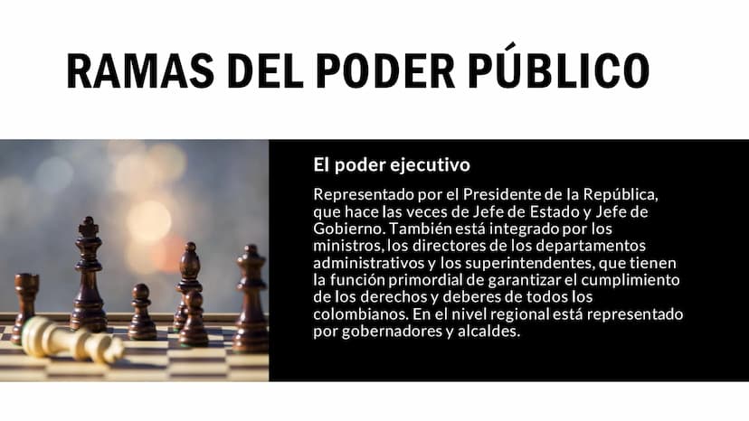 CIENCIAS SOCIALES
Y COMPETENCIAS
CIUDADANAS
TEMAS: RAMAS DEL PODER PÚBLICO RAMAS DEL PODER PÚBLICO
El poder ejecutivo
Representado por el Pr