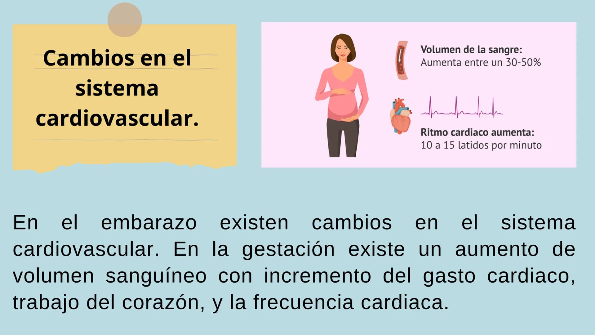 PROCESO GESTIONAL, CAMBIOS
FISIOLOGICOS DURANTE LA
GESTACIÓN CAMBIOS FISIOLOGICOS EN EL
EMBARAZO
La mujer gestante presenta una serie de
cam