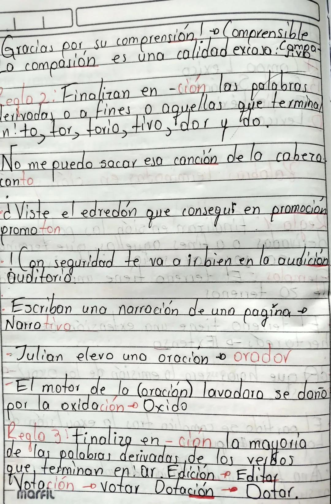 C. Familia Léxica

D. Lexico

Palabras Terminados en ción y sión

Regla 1: finalizan en sión, las palabrasu
derivadas
o a fines aquellos, qu