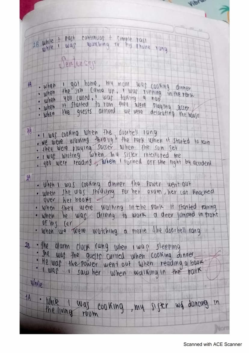 whon: Cuando
estructura
Erivewras
de when
A when + Simple past + past continuos
When My mum arrived home I was sleeping
13 past Continuos + 