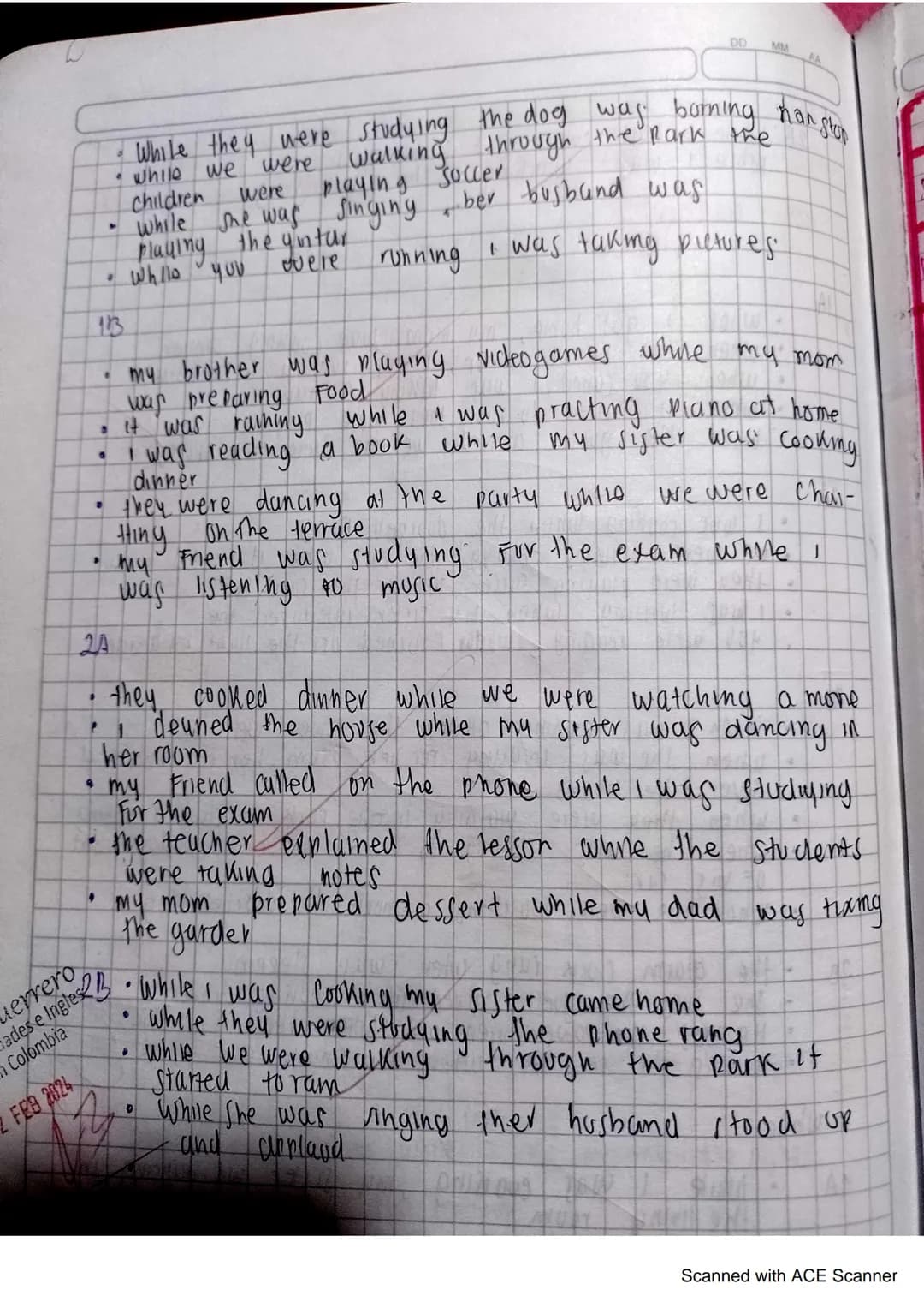 whon: Cuando
estructura
Erivewras
de when
A when + Simple past + past continuos
When My mum arrived home I was sleeping
13 past Continuos + 