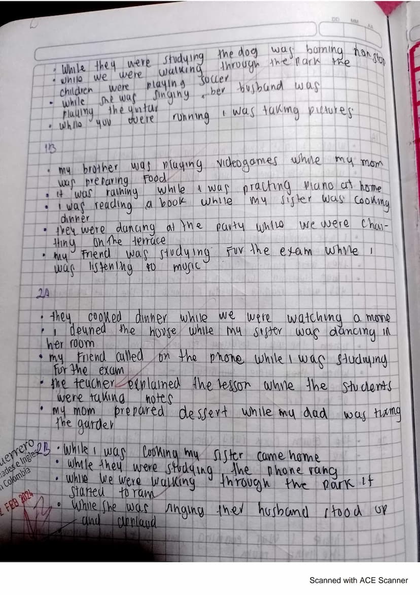 whon: Cuando
estructura
Erivewras
de when
A when + Simple past + past continuos
When My mum arrived home I was sleeping
13 past Continuos + 