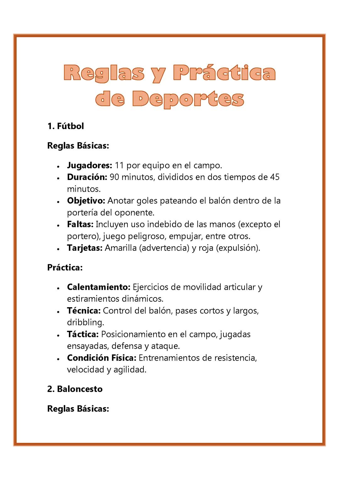 REGLAS Y PRÁCTICA DE DEPORTES