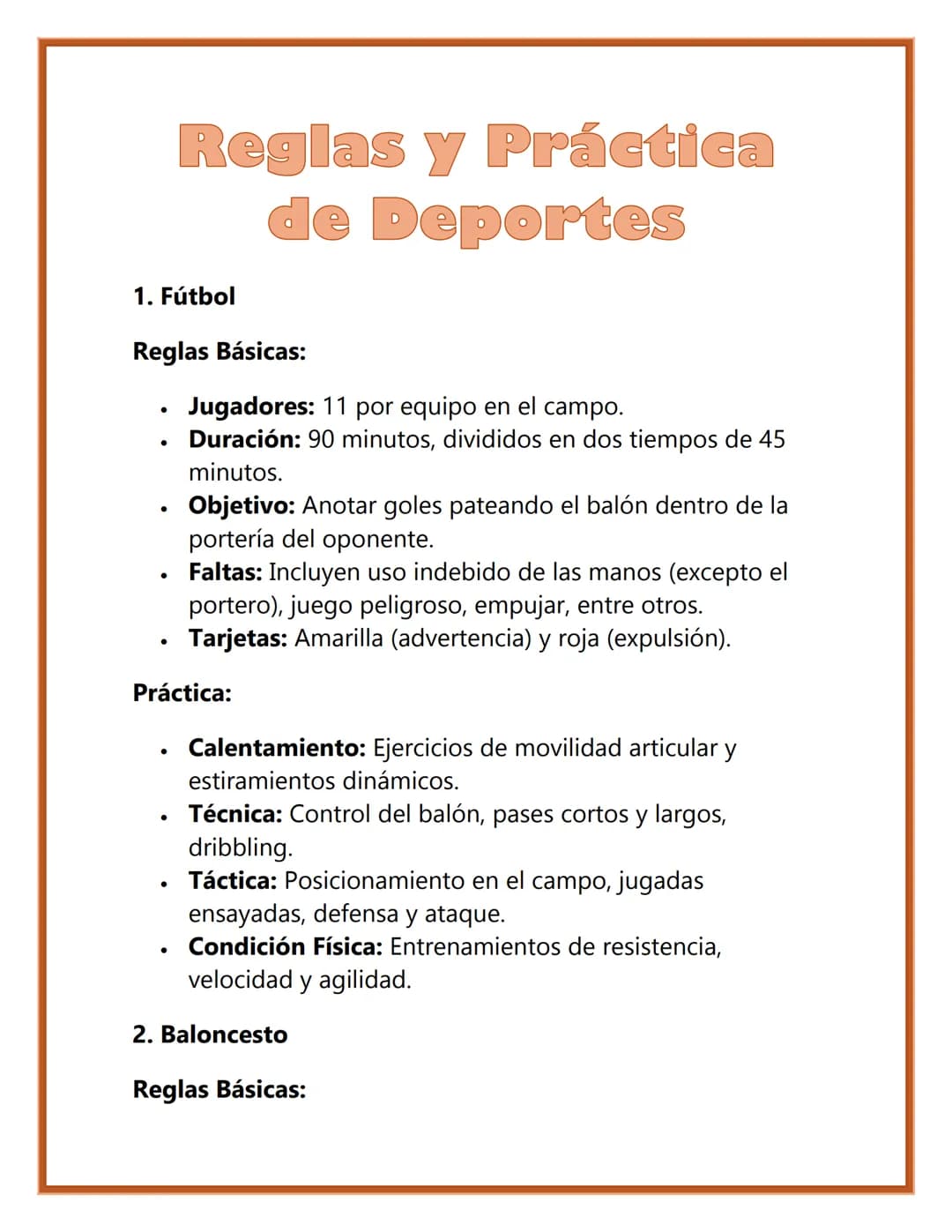REGLAS Y PRÁCTICA DE DEPORTES
