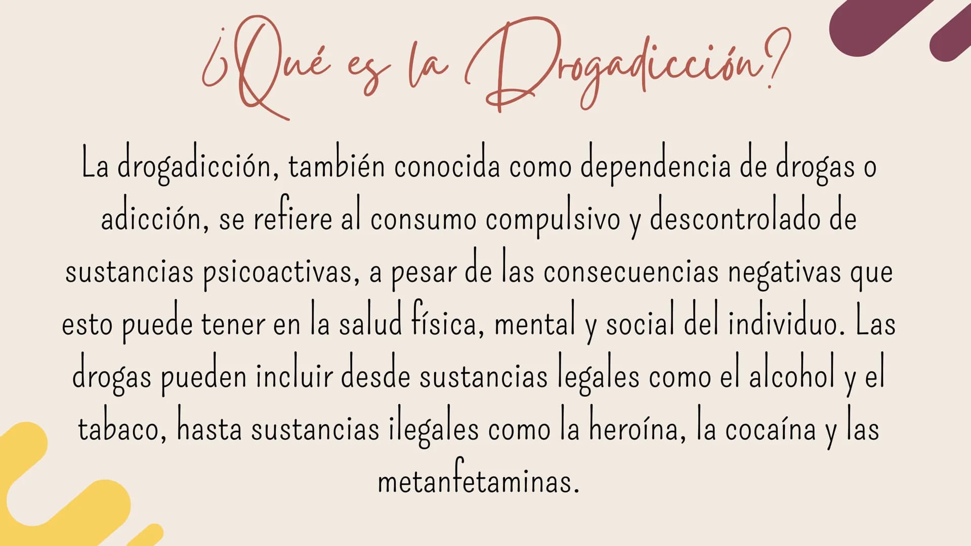 Presentacion sobre la drogadiccion