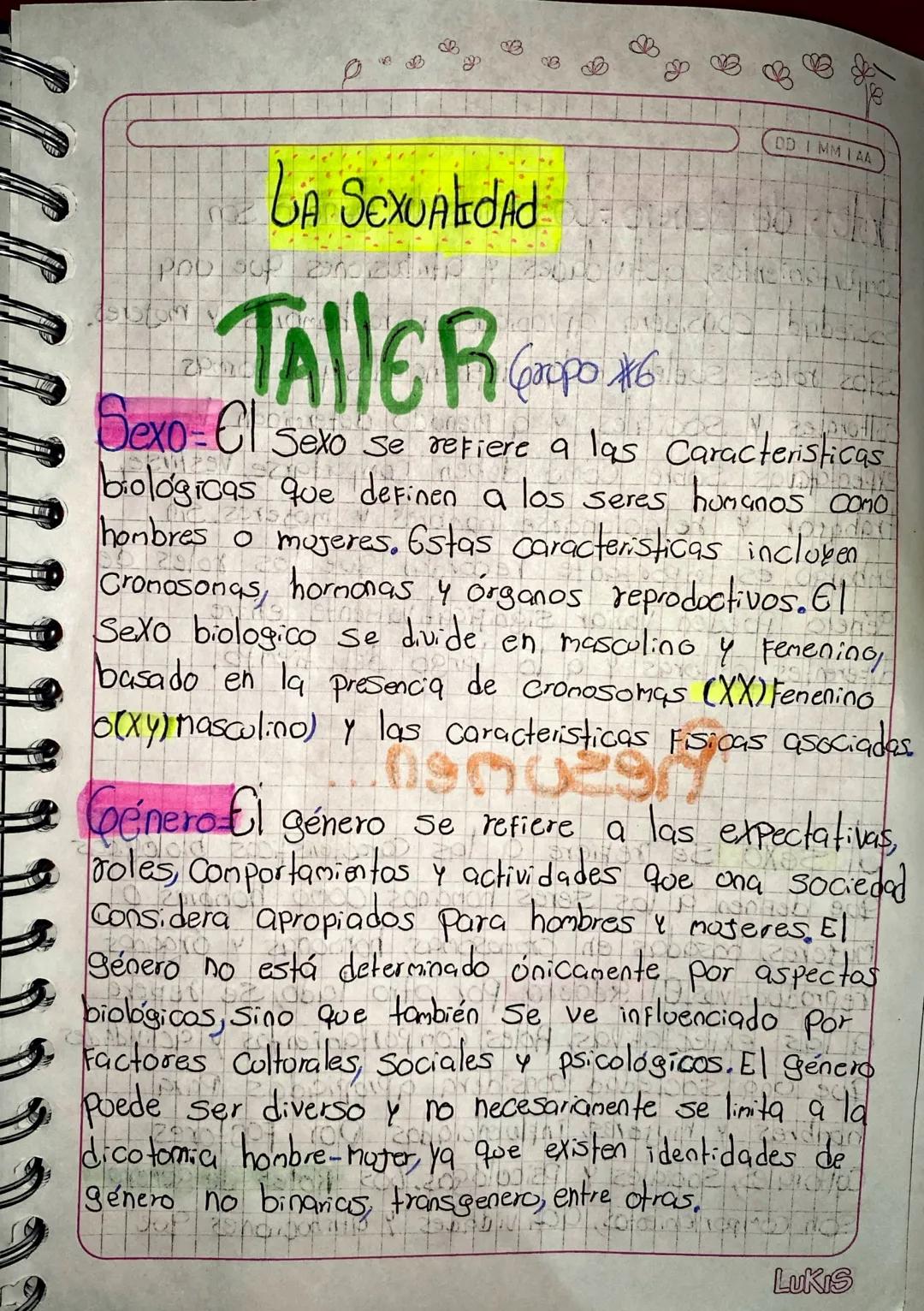 6
&
DD IMMIAA
29/01
BA SEXUALdAd
TALLER C
વળ
Sexo-Cl Sexo se refiere a las Caracteristicas
biologicas que definen a los seres humanos como
h