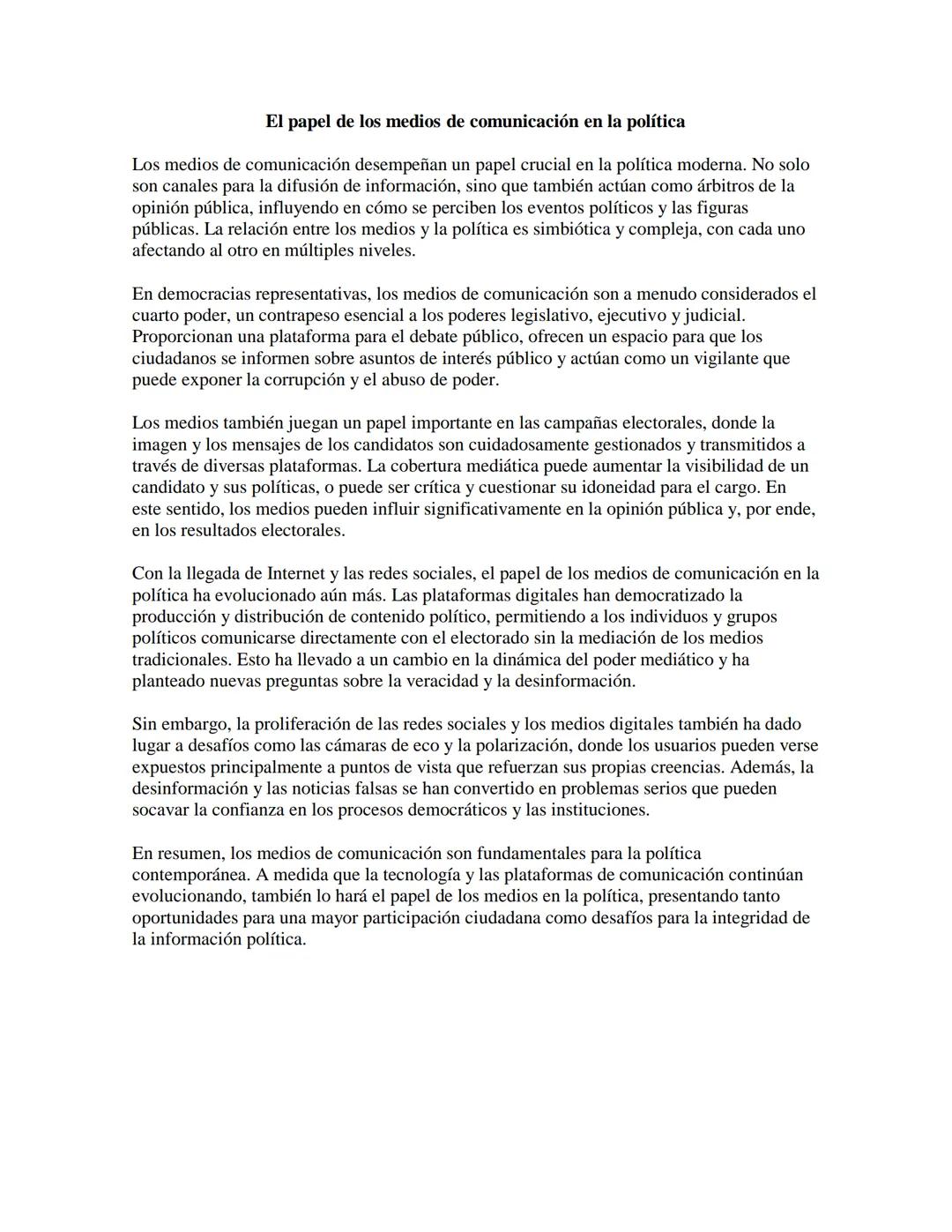El papel de los medios de comunicación en la política
Los medios de comunicación desempeñan un papel crucial en la política moderna. No solo