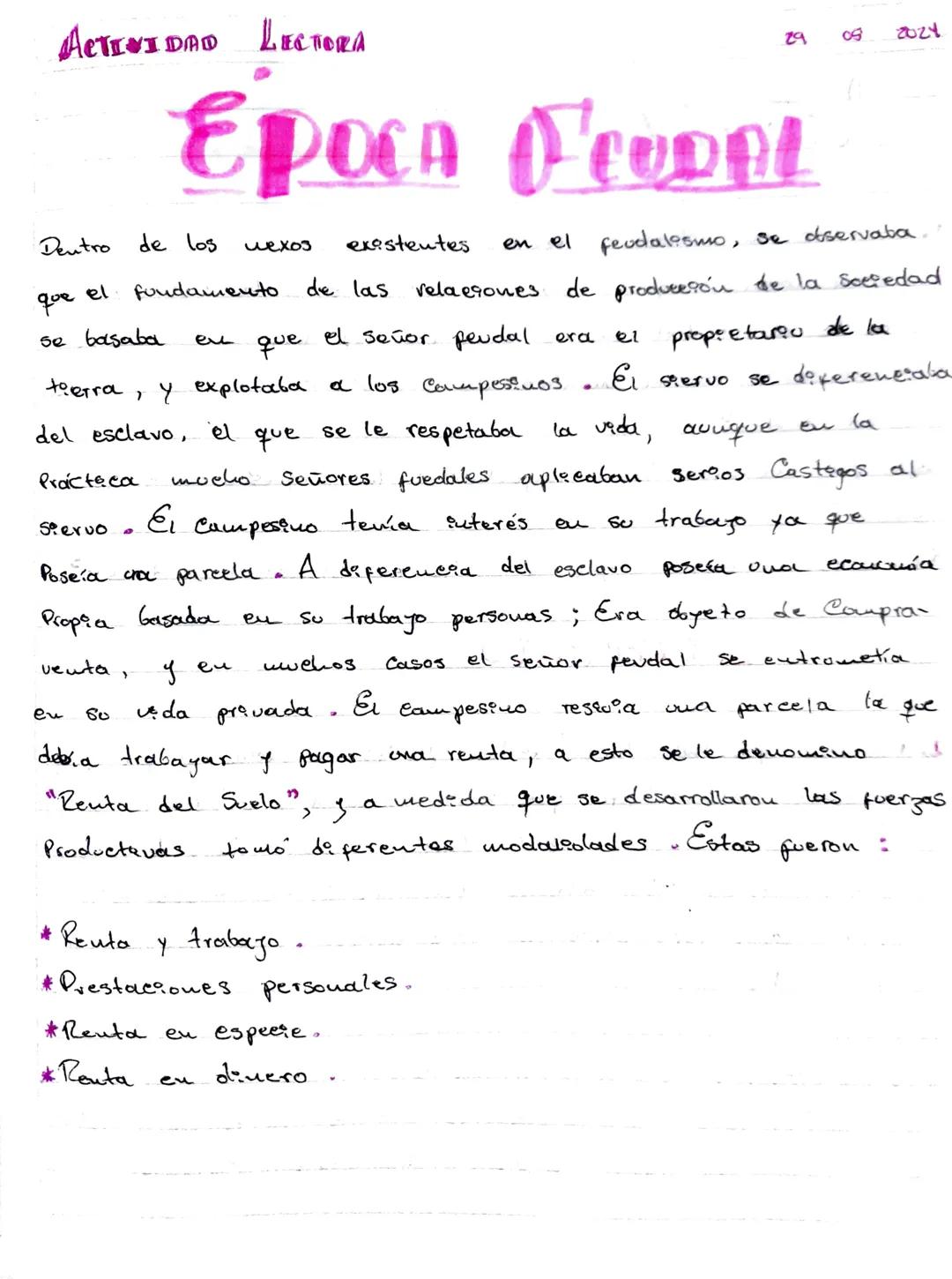 29
08
2024

ACTIVIDAD LECTORA

EPOCA FEUDAL

Dentro de los мехоз existentes en el feudalismo, se odservaba.
que el fondamento de las relacio