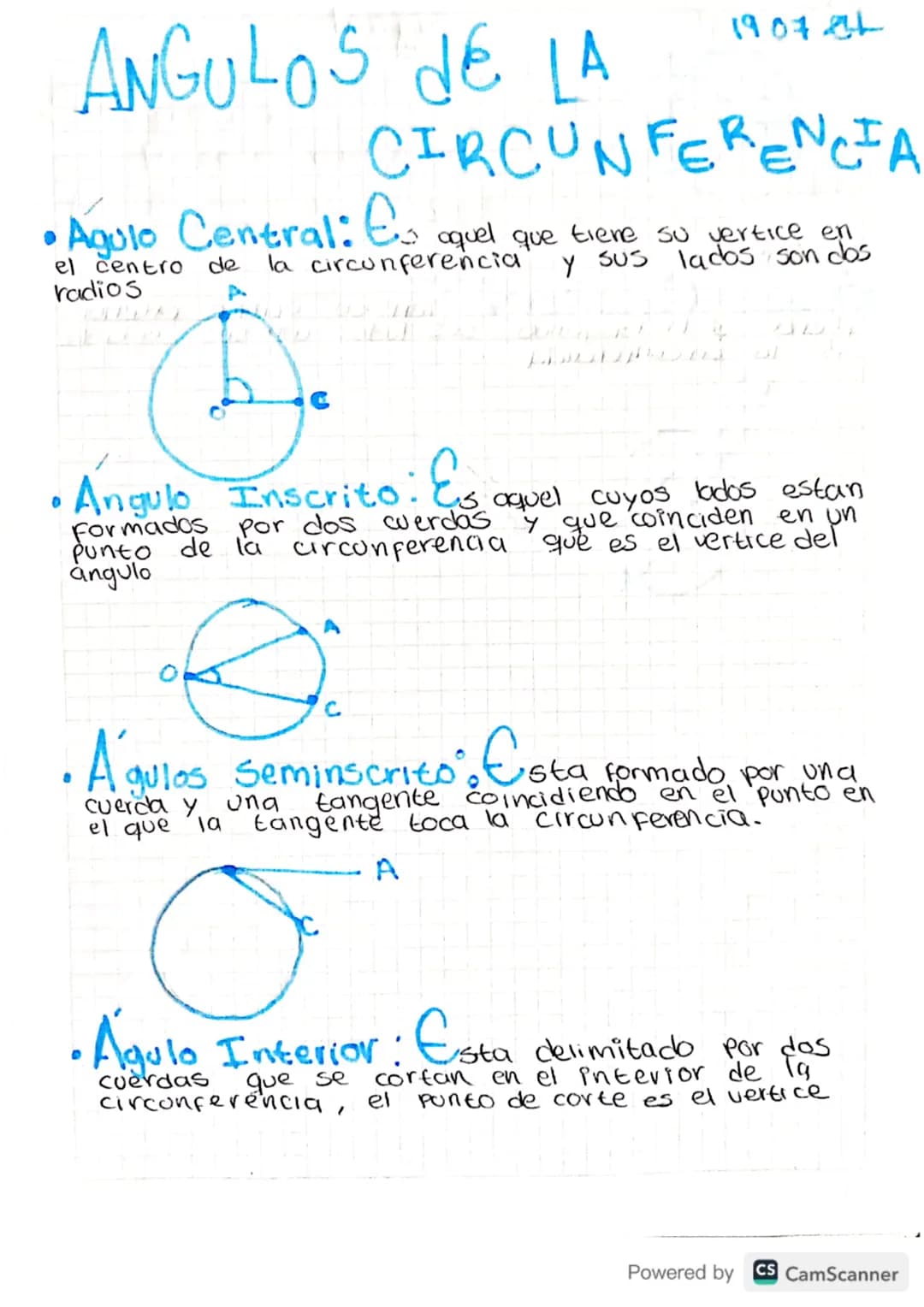 ANGULOS DE LA
•Agulo Central:
el centro
radios
de
4
190784
CIRCUNFERENCIA
•aquel que tiene su vertice en
la circunferencia
Y SUS
lados son c