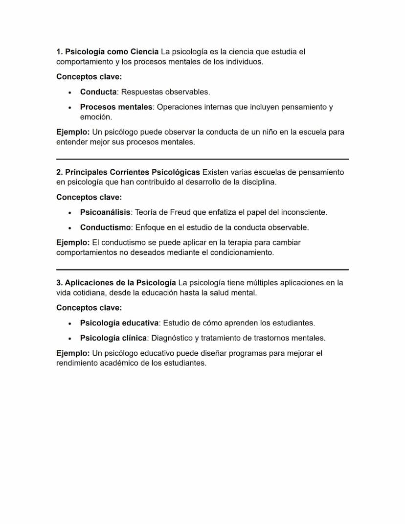 Introducción a la Psicología
Temas:
Psicología como Ciencia
Principales Corrientes Psicológicas
Aplicaciones de la Psicología 1. Psicología 