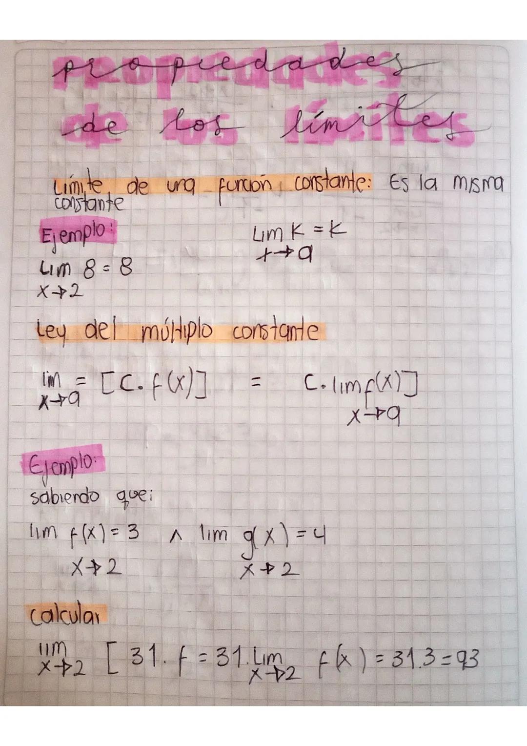 Propiedades de los límites 