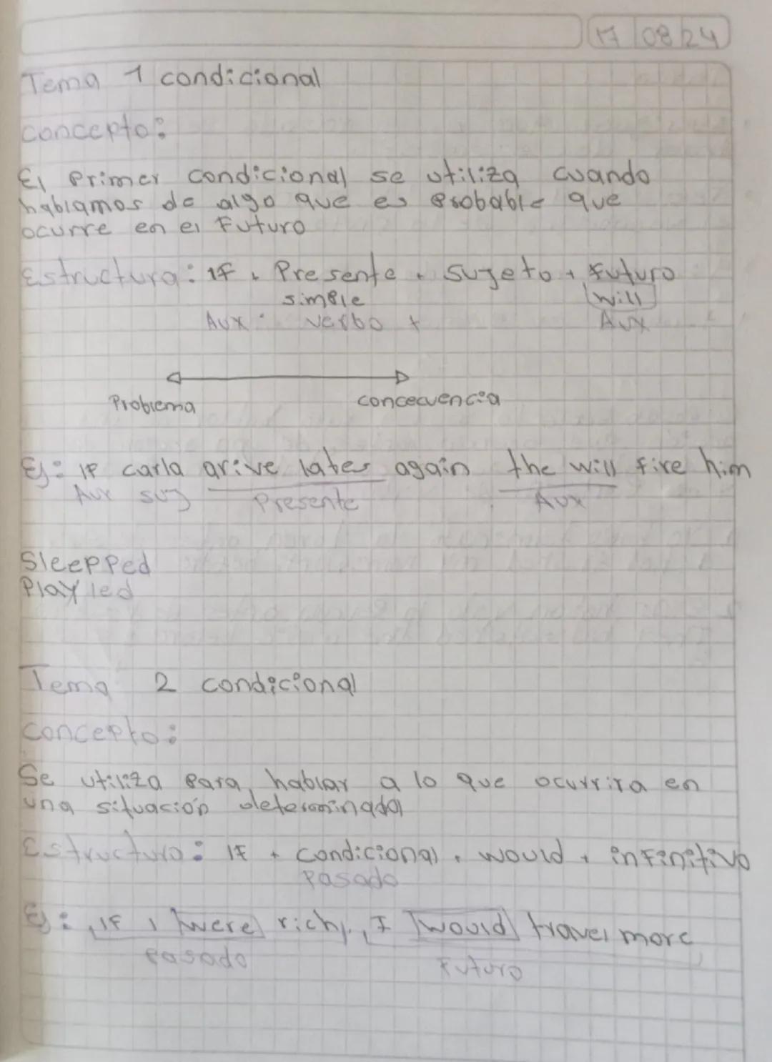 17/08/24

Tema 1 condicional

concepto:

El primer condicional se utiliza cuando
hablamos de algo que es probable que
ocurre en el futuro

E