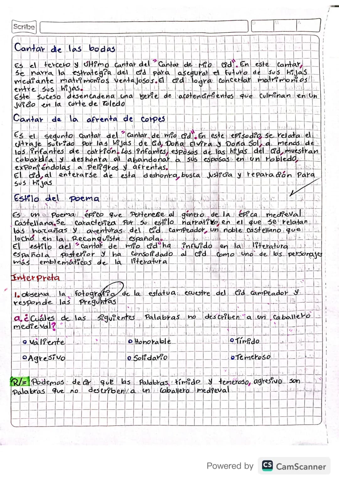 Estructura del cantar
el cantar de Mio Gad
Scribe
CA POESIA EPICA MEDIEVAL: Cantar de mio
El cantar de Mio Cid es el único cantar de gesta d