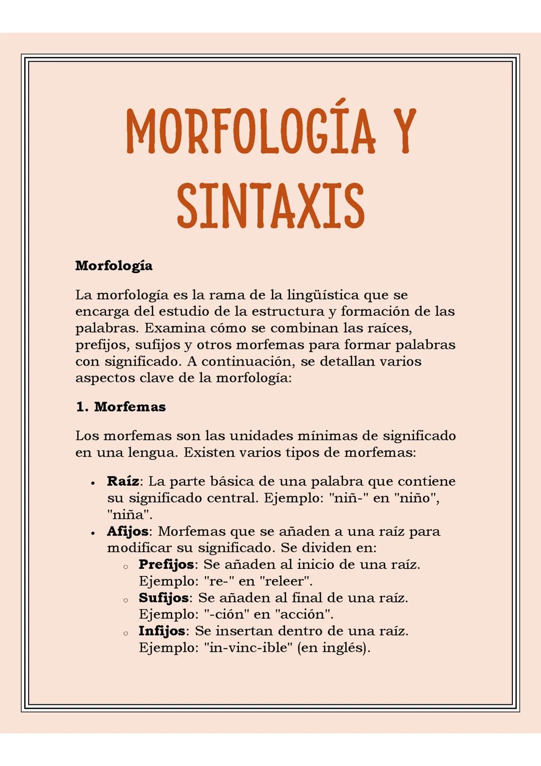 MORFOLOGÍA Y SINTAXIS