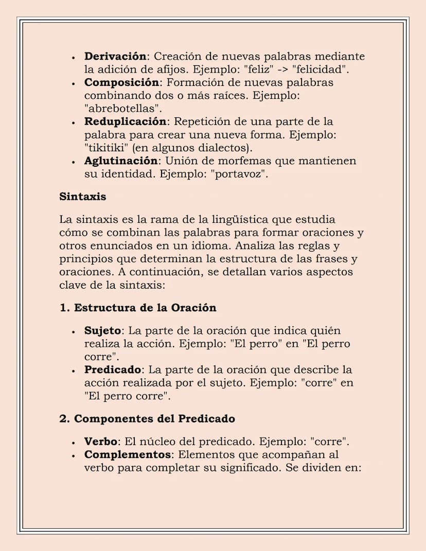MORFOLOGÍA Y
SINTAXIS
Morfología
La morfología es la rama de la lingüística que se
encarga del estudio de la estructura y formación de las
p