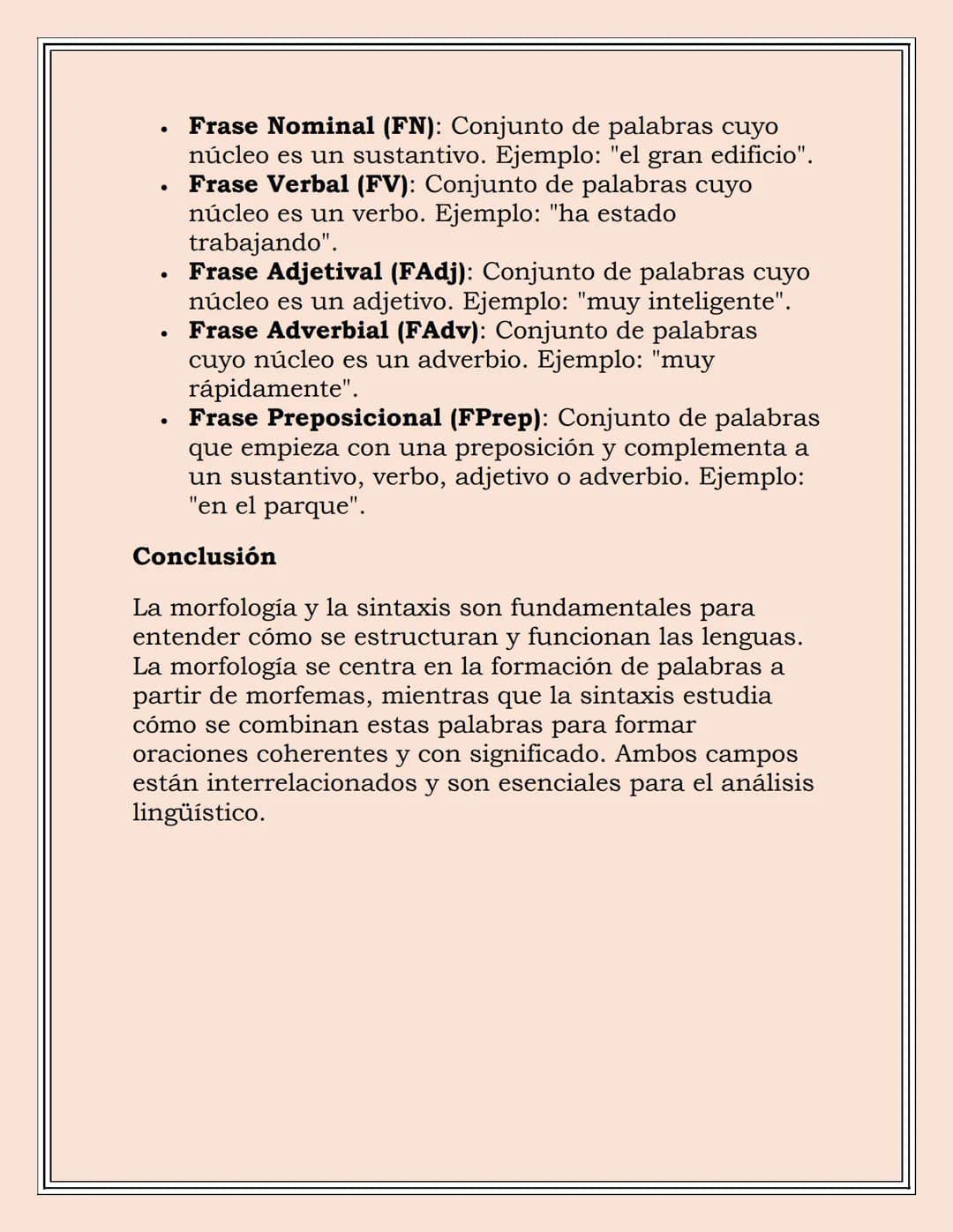 MORFOLOGÍA Y
SINTAXIS
Morfología
La morfología es la rama de la lingüística que se
encarga del estudio de la estructura y formación de las
p
