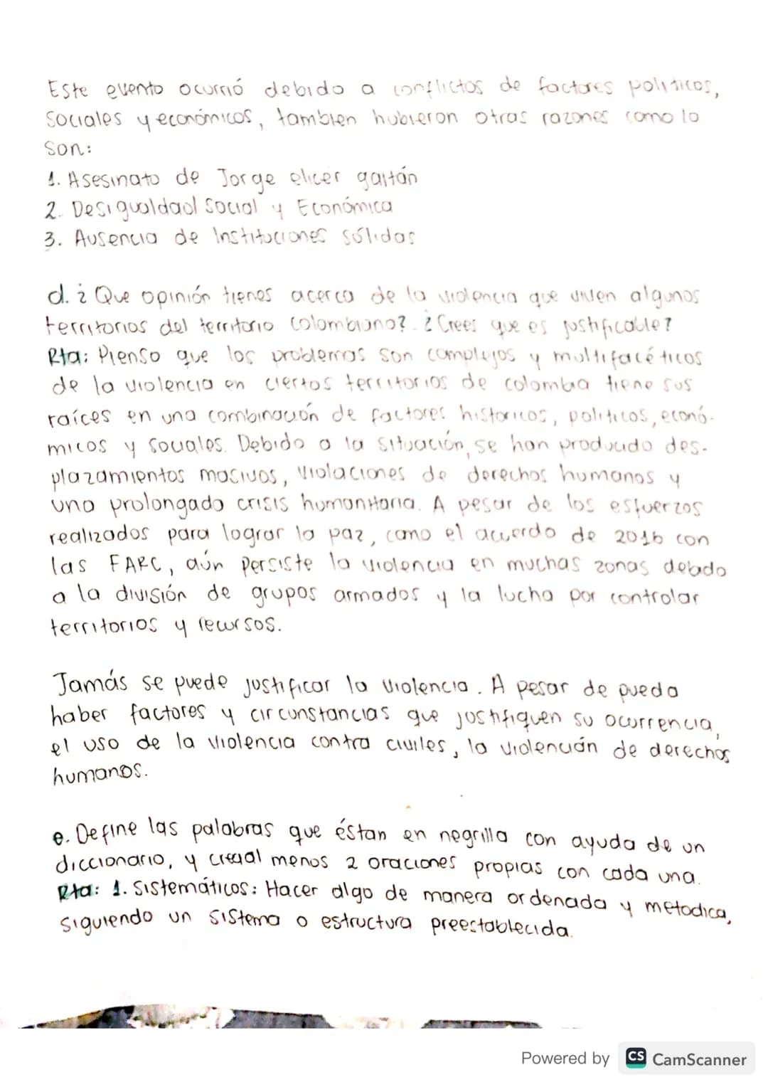 प
armado que
4 que
a. Hasta el momento, & Qué relación crees que tiene el periodo conoci-
do como la violencia con la violencia social
Se vi