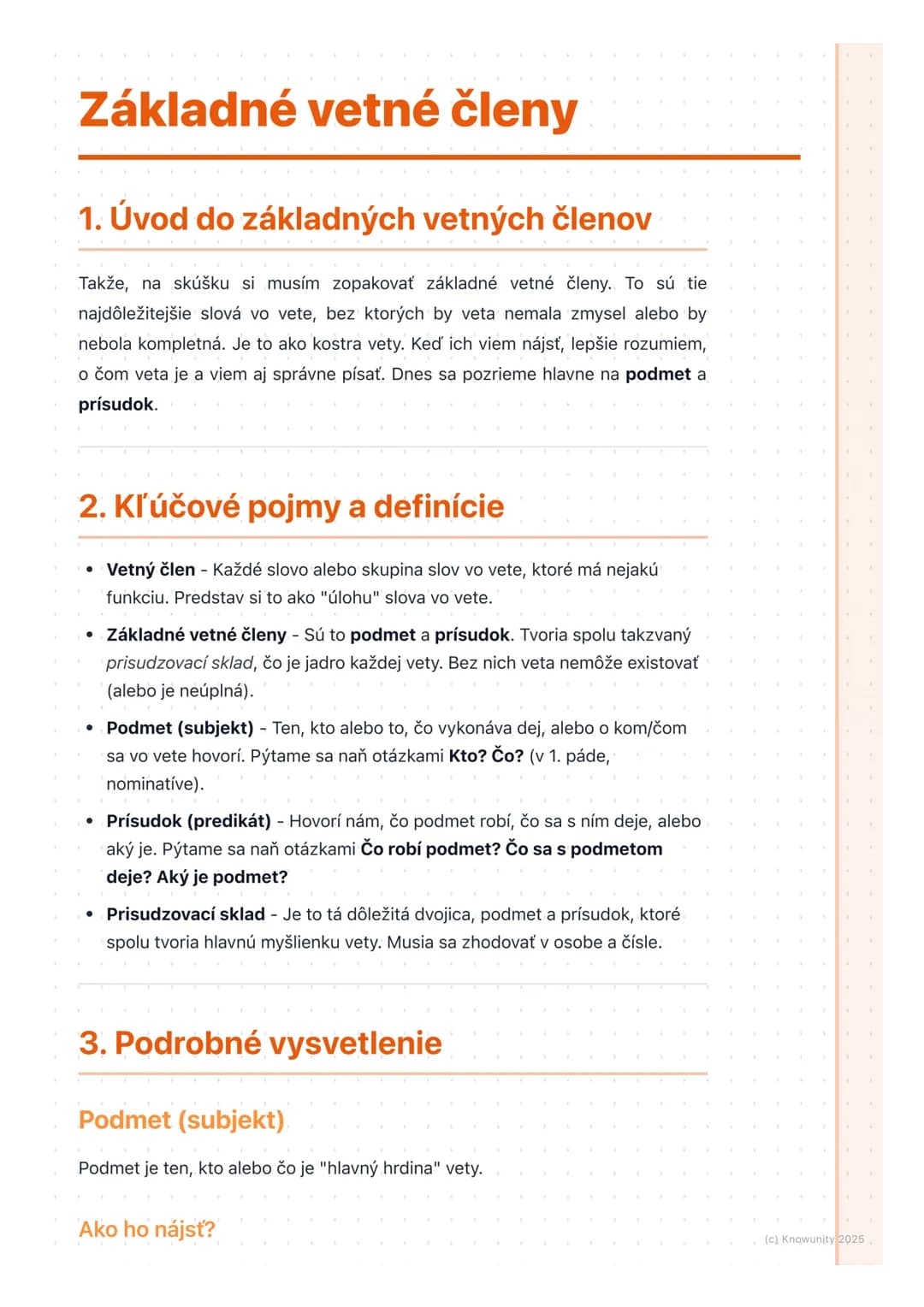 # Základné vetné členy

1. Úvod do základných vetných členov

Takže, na skúšku si musím zopakovať základné vetné členy. To sú tie
najdôležit