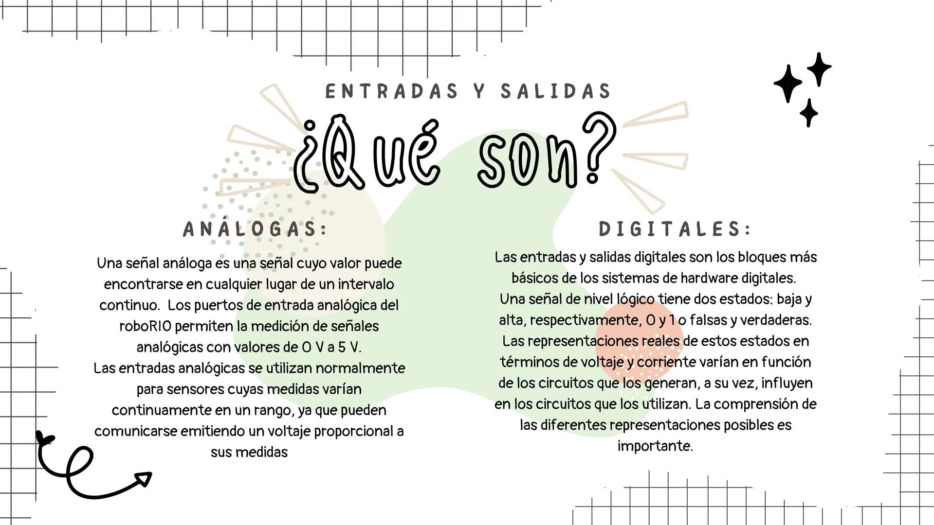 # Informática ENTRADAS Y SALIDAS

¿Qué son?

ANALOGAS:

Una señal análoga es una señal cuyo valor puede
encontrarse en cualquier lugar de un