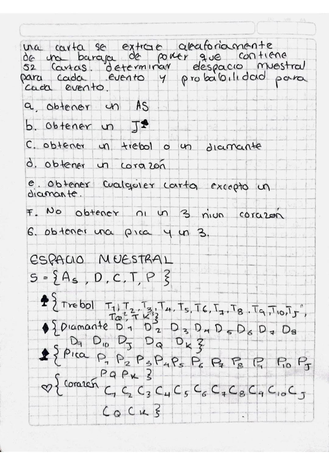 Cakulb de probabilidades.

En on experimento aleatorio la probabilidad
de que on Evento E ocurra ES.

$P(E) = \frac{#E}{\#s}$

donde #E es l