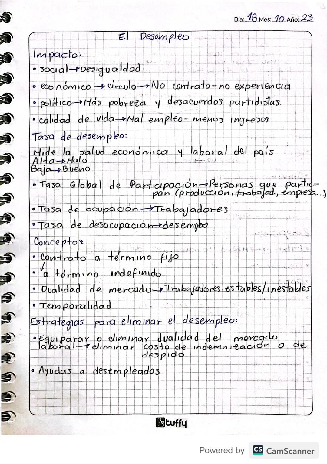 Dia: 18 Mes: 10 Año: 23

El Desempleo

Impacto:
- social Desigualdad
- económico circulo No contrato-no experiencia
- político Más pobreza y