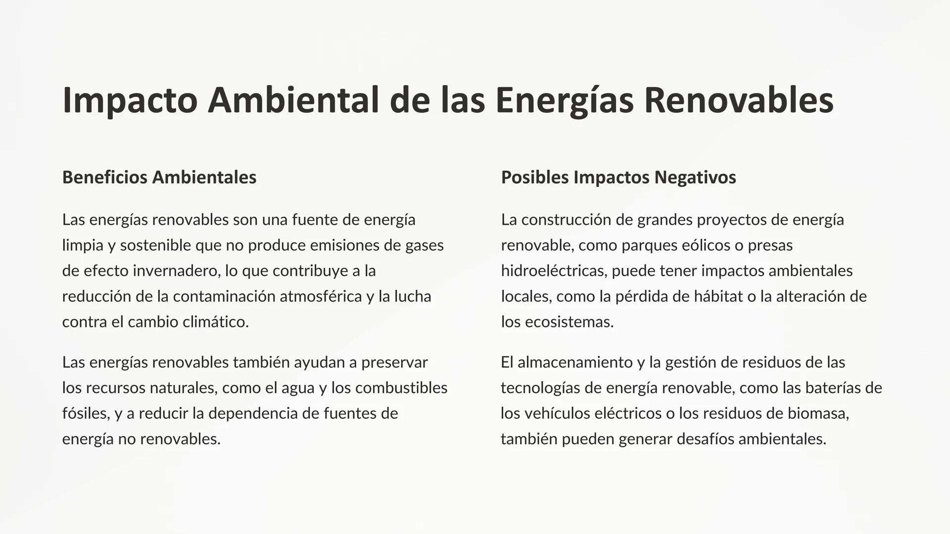 Conation
Energías Renovables
y Sostenibilidad
Realive
Las energías renovables se basan en recursos naturales que se
renuevan continuamente, 