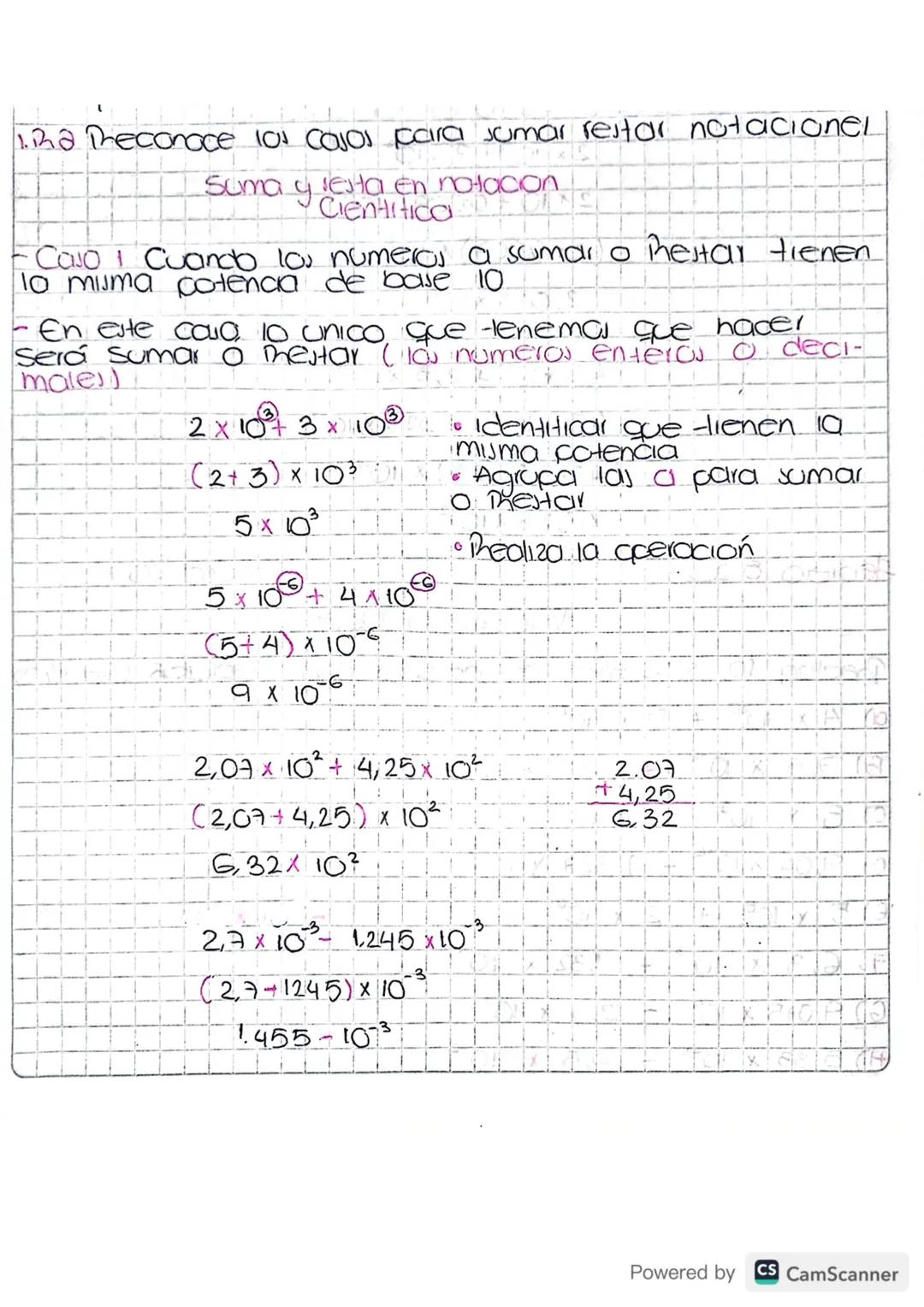 ina Preconoce los casos para sumar restar notacionel
Suma y resta en rotacion
Cientitica
- Caso I Cuando los numeros a sumar o Thestar tiene