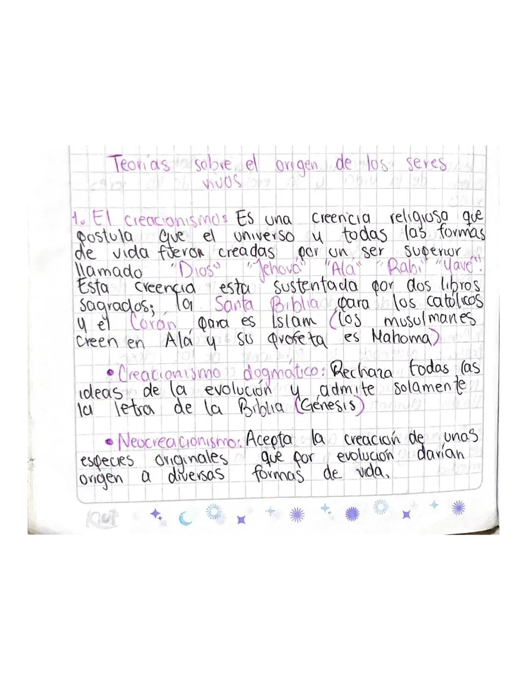 teorías sobre el origen y creación de los seres vivos 