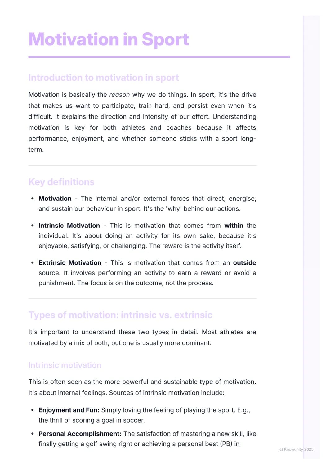 # Motivation in Sport

Introduction to motivation in sport

Motivation is basically the reason why we do things. In sport, it's the drive
th