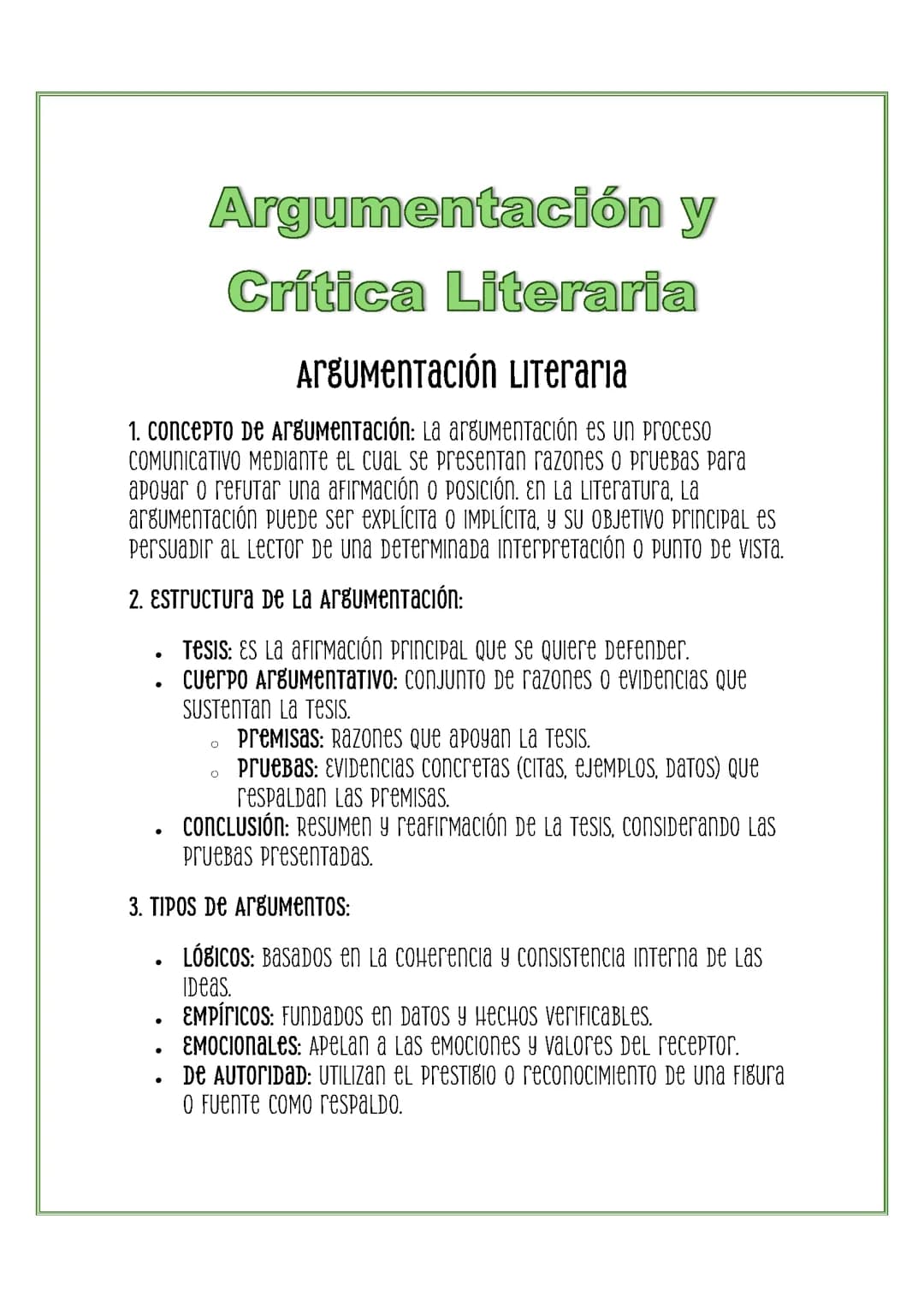 ARGUMENTACIÓN Y CRÍTICA LITERARIA
