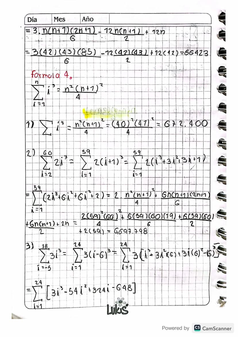 • Clase 4 28/08/2023.
·Sumatoria."
Cálculo II : Suma enesima
de una serie,
Definicion : Sea NE 2' V a., a₂, az...an
numeros reales entonces
