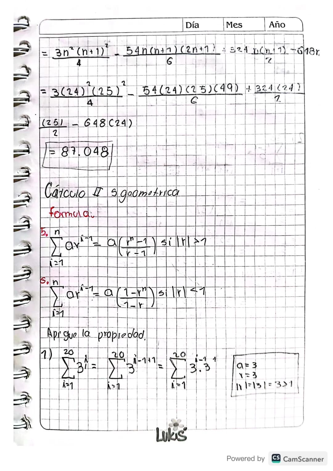 • Clase 4 28/08/2023.
·Sumatoria."
Cálculo II : Suma enesima
de una serie,
Definicion : Sea NE 2' V a., a₂, az...an
numeros reales entonces
