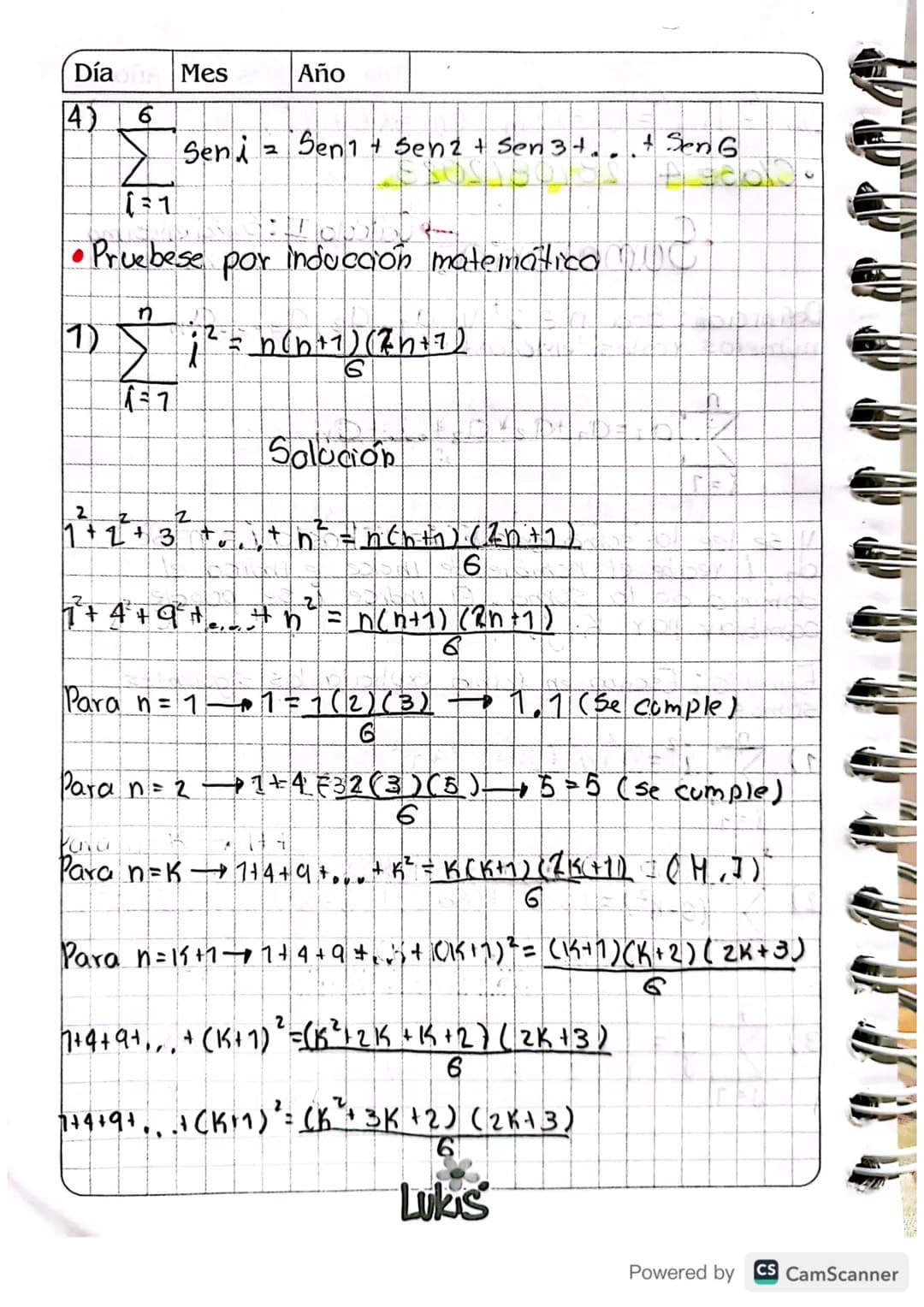 • Clase 4 28/08/2023.
·Sumatoria."
Cálculo II : Suma enesima
de una serie,
Definicion : Sea NE 2' V a., a₂, az...an
numeros reales entonces
