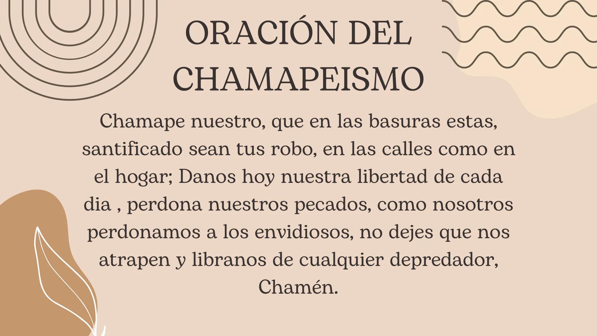 "
El
Chamapeismo Introducción
.
En que consiste
. Comunidad
. Dios
• Normas morales
Mandamientos
• Oración CONSISTE
El chamapeismo es una re