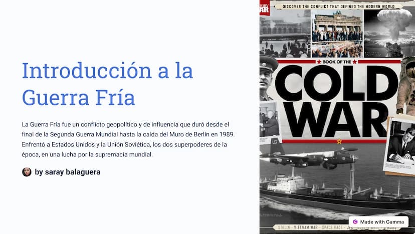 TORY
AR
DISCOVER THE CONFLICT THAT DEFINED THE MODERN WORLD
Introducción a la
Guerra Fría
La Guerra Fría fue un conflicto geopolítico y de i