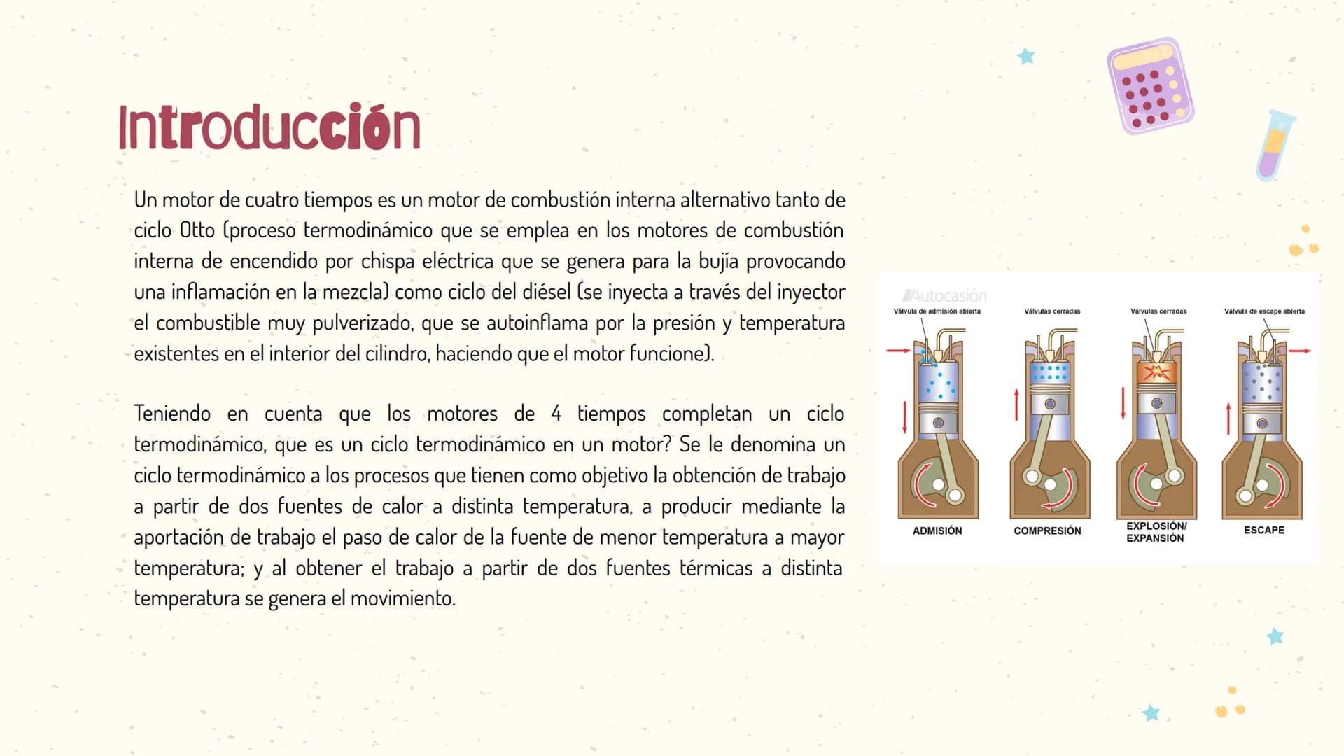 +5
Motor de 4
tiempos 01
INTRODUCCIÓN Introducción
Un motor de cuatro tiempos es un motor de combustión interna alternativo tanto de
ciclo O