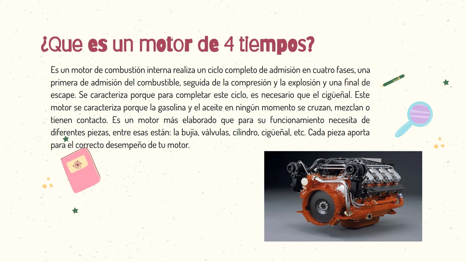 +5
Motor de 4
tiempos 01
INTRODUCCIÓN Introducción
Un motor de cuatro tiempos es un motor de combustión interna alternativo tanto de
ciclo O