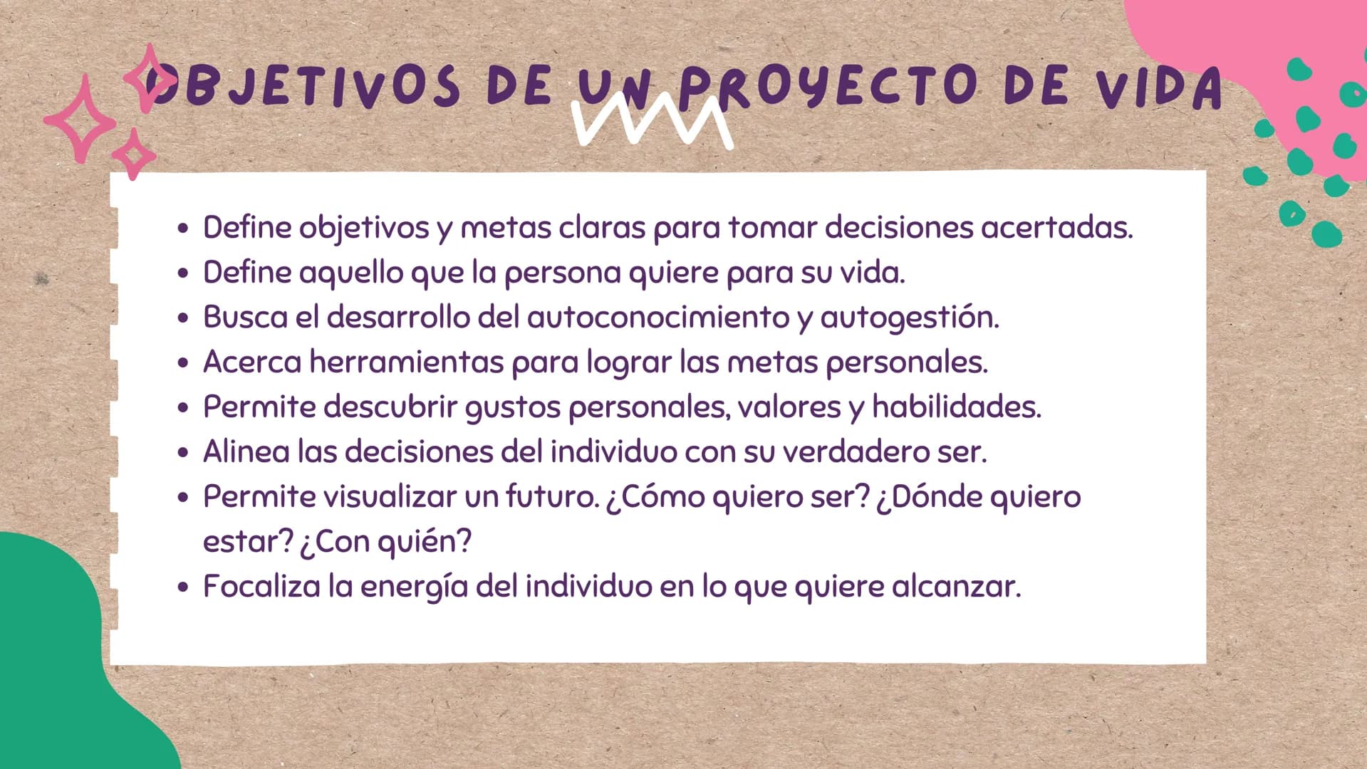 PROYECTO
DE VIDA
le г
¿QUÉ ES UN PROYECTO DE VIDA?
Un proyecto de vida es un plan
personal a largo o mediano plazo
que se piensa seguir a lo