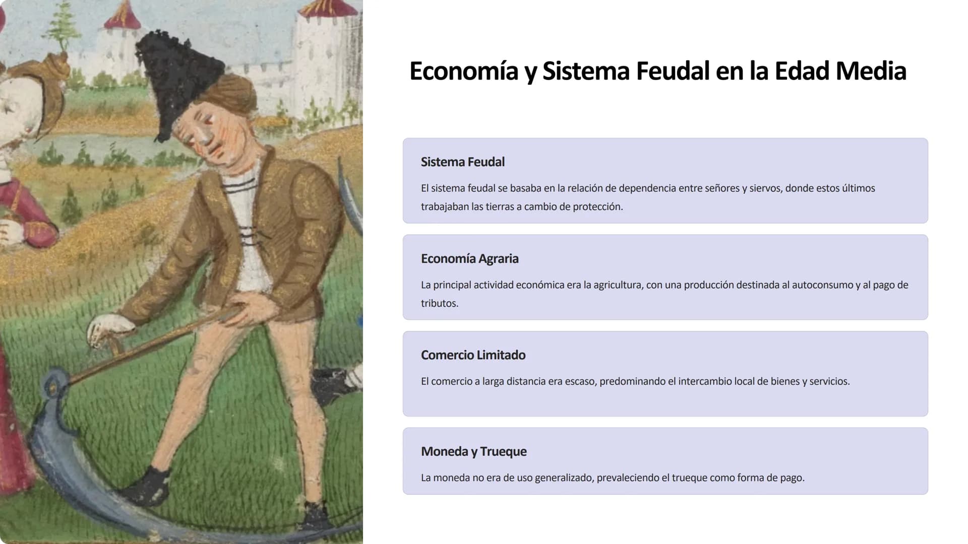 la Edad Media
La Edad Media fue un período histórico en Europa que duró desde el siglo
V hasta el siglo XV. Estuvo marcada por la caída del 