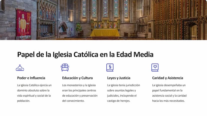 la Edad Media
La Edad Media fue un período histórico en Europa que duró desde el siglo
V hasta el siglo XV. Estuvo marcada por la caída del 