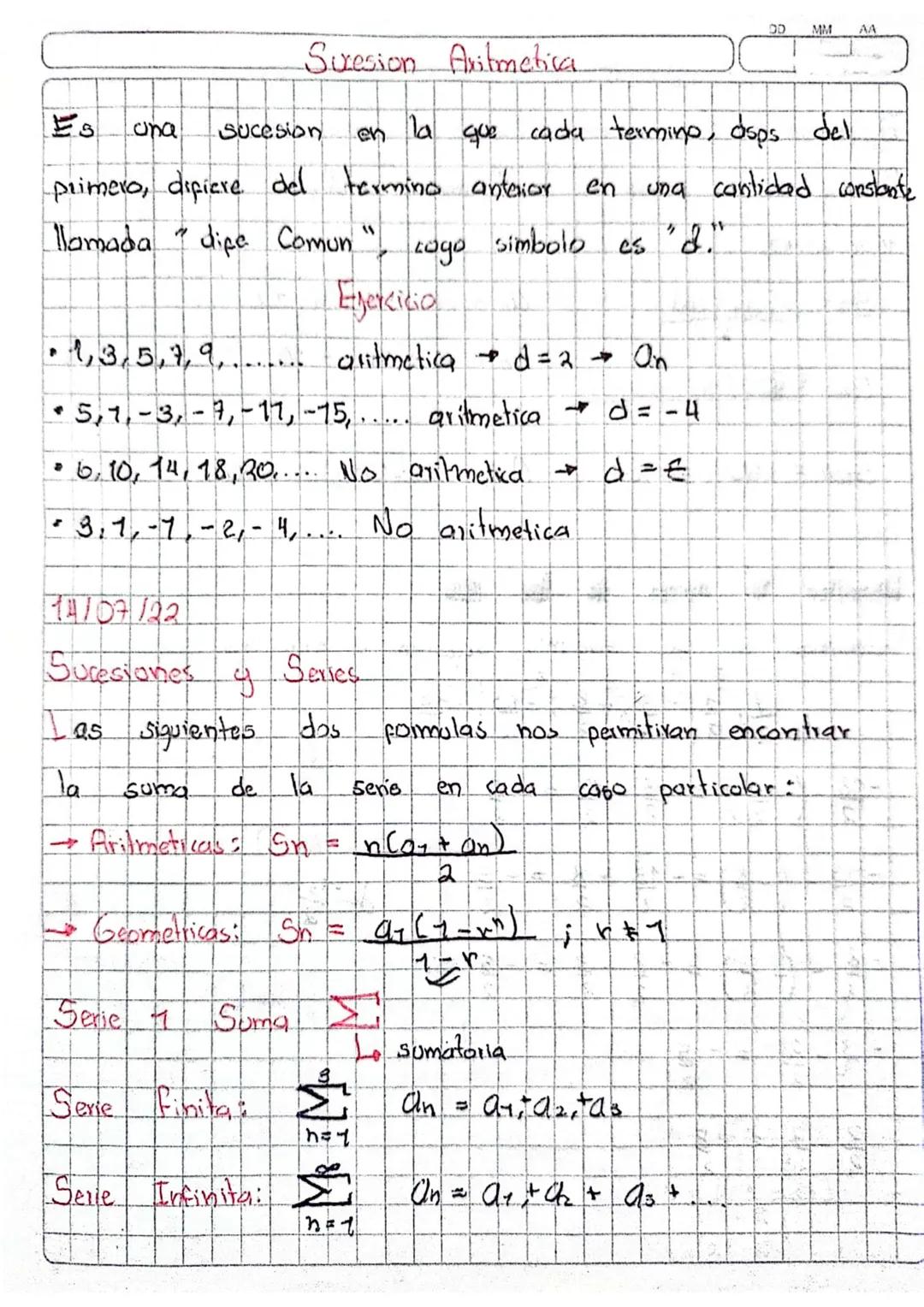 Suxesion Aritmetica
OD MM AA
Es
una
Sucesion en.
la
que cada termino, dsps del.
una cantidad constante
primero, difiere del termino anterior